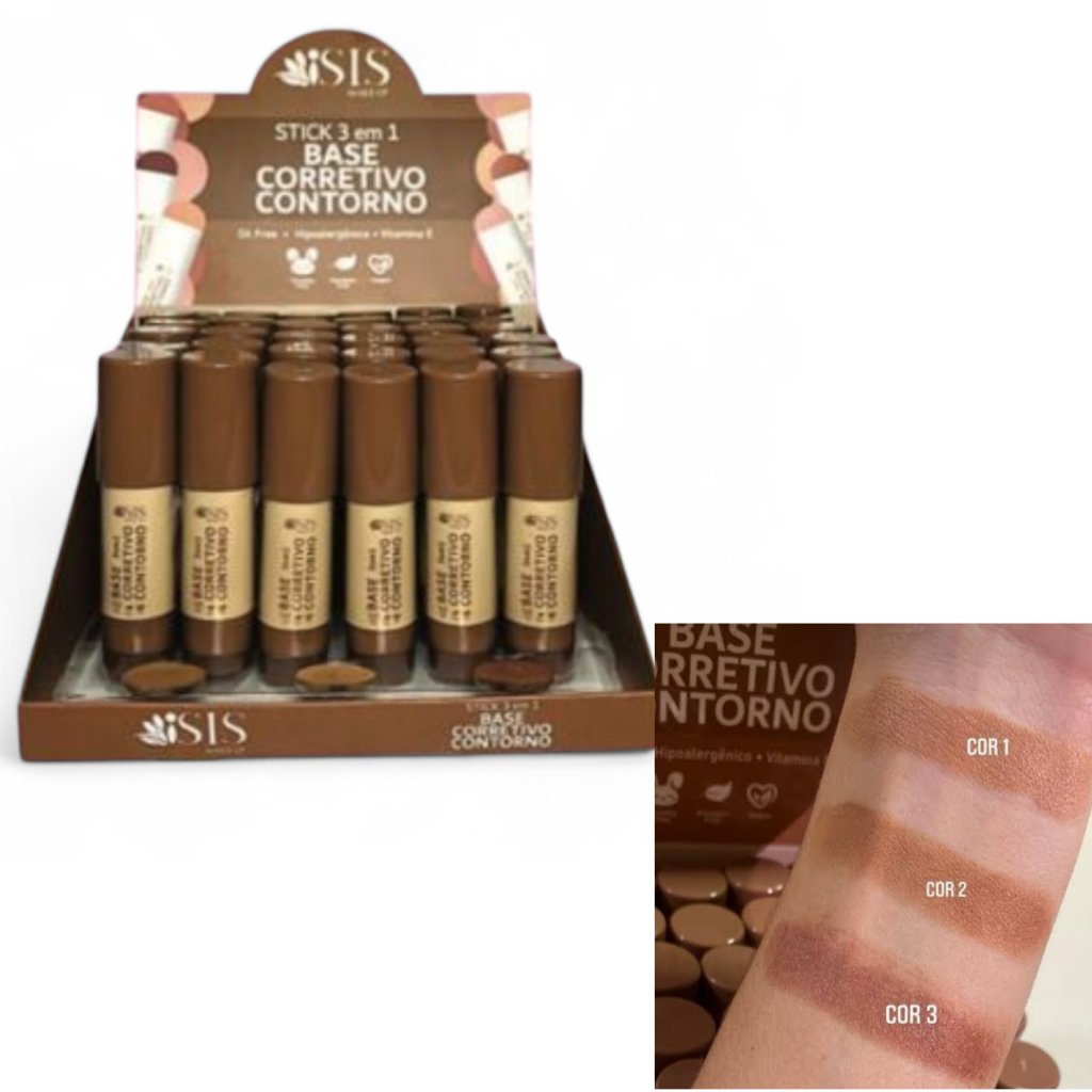Stick 3 em 1, Base/Corretivo/Contorno Isis Make-up