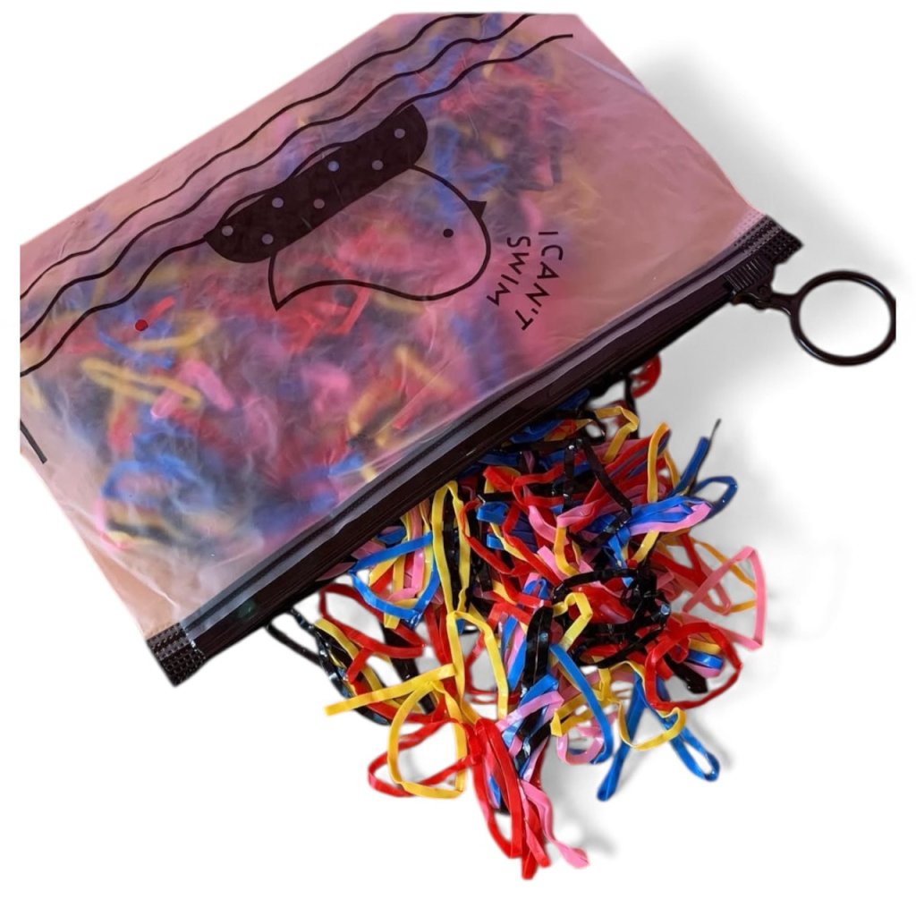 Necessaire com 500 Elásticos Silicone Coloridos 