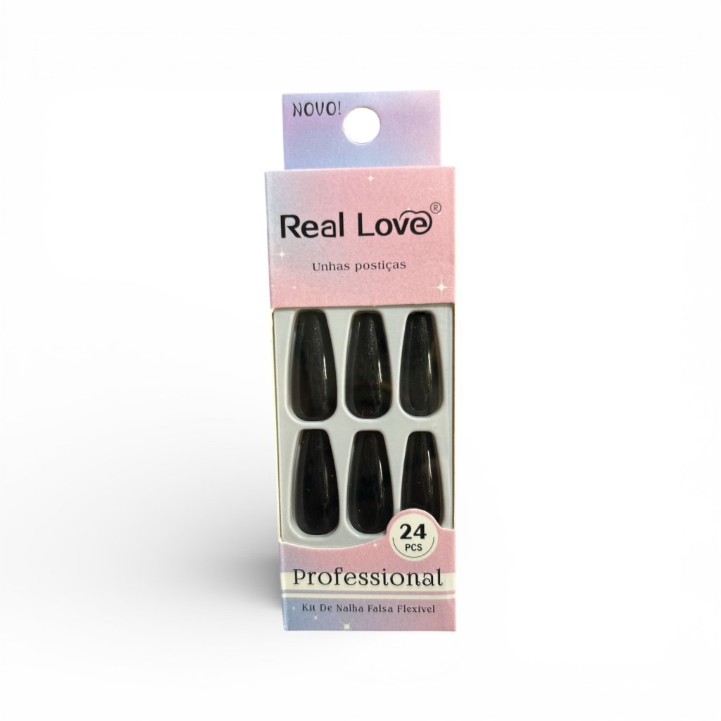 Unha Postiça Autocolante Bailarina Preta Real Love UN020