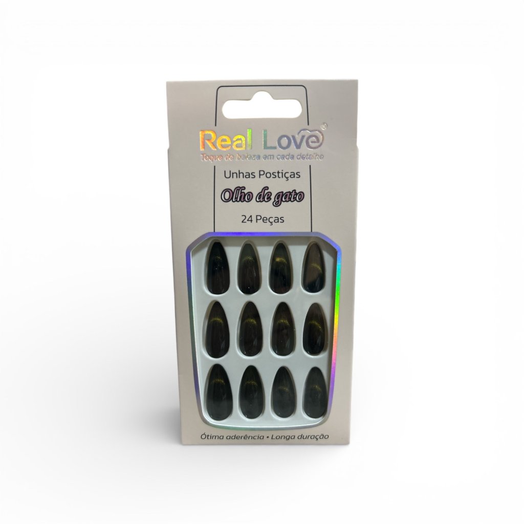 Unha Postiça Preta c/olho de gato Real Love XUN528