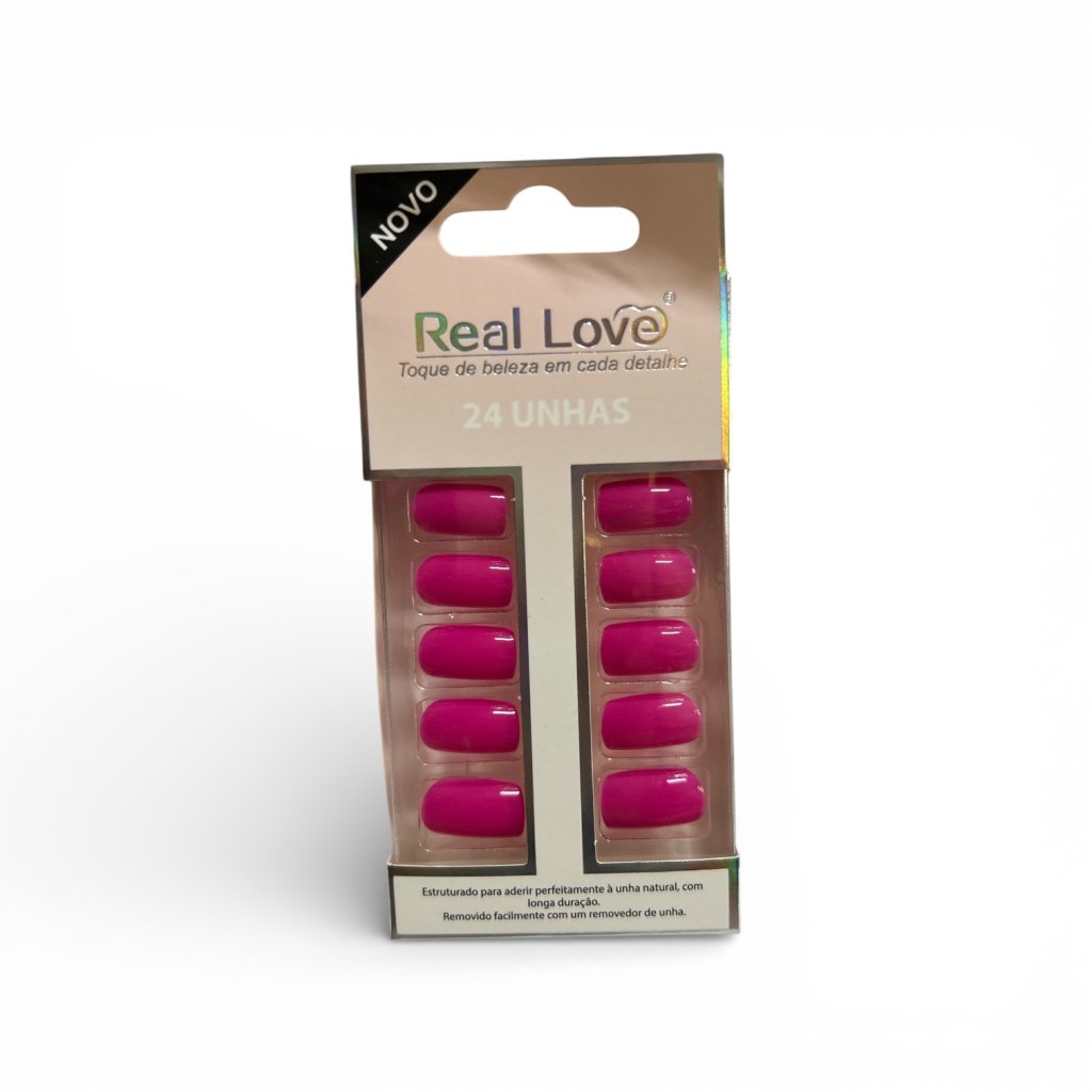 Unha Postiça Autocolante c/24 Quadrada Pink Real Love UN04