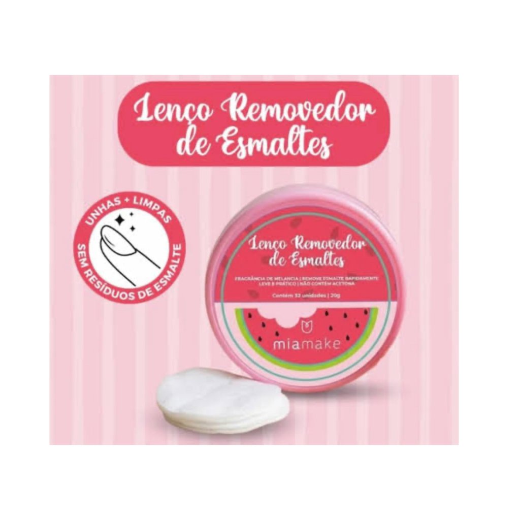 Lenço Removedor de Esmalte Melancia Mia Make 585
