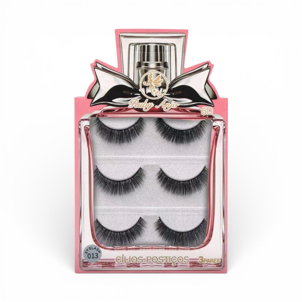 Kit 3 Pares de Cílios Postiços 6D Ruby Anjo RA-538