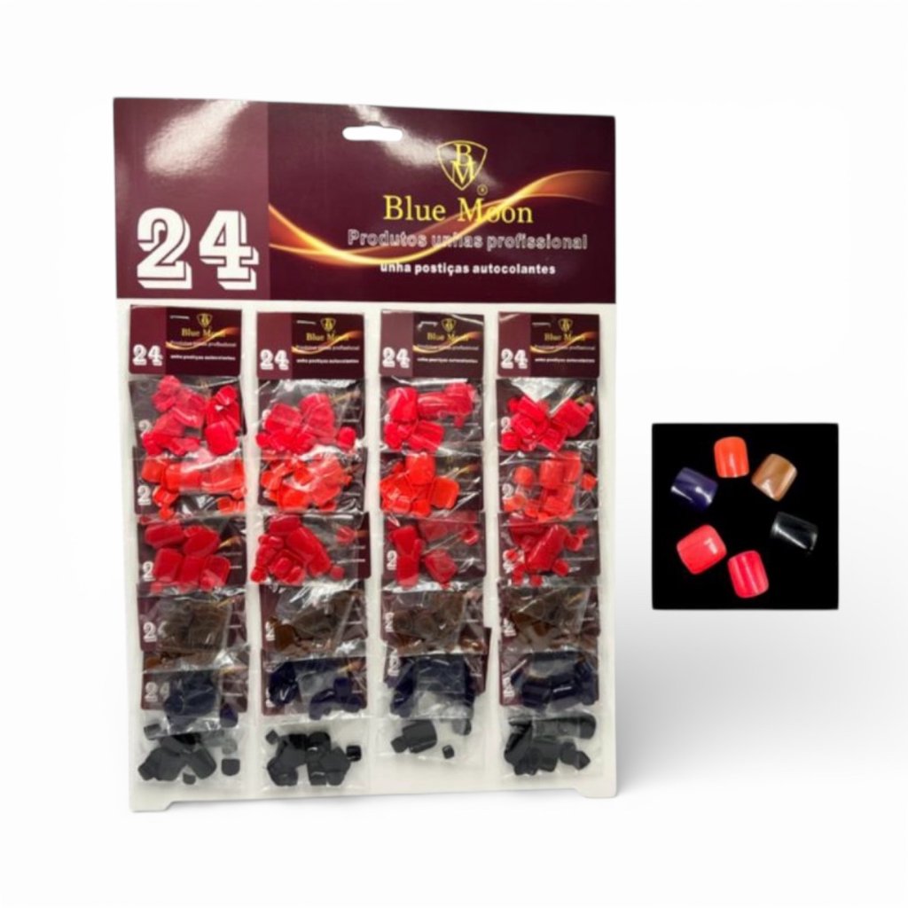 Unha Postiça de Pé Autocolante Coloridas Blue Moon BM1003-28