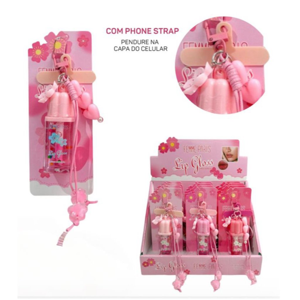 Lip Gloss c/ Phone Strap (para pendurar no celular ou chaveiro) FR143
