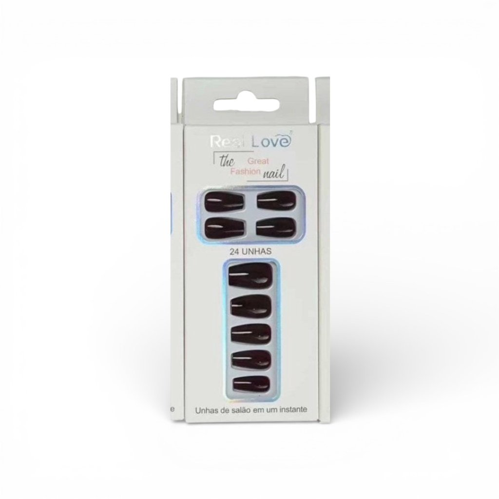 Unhas postiça Autocolante Preto Bailarina c/24 Real Love XUN-033
