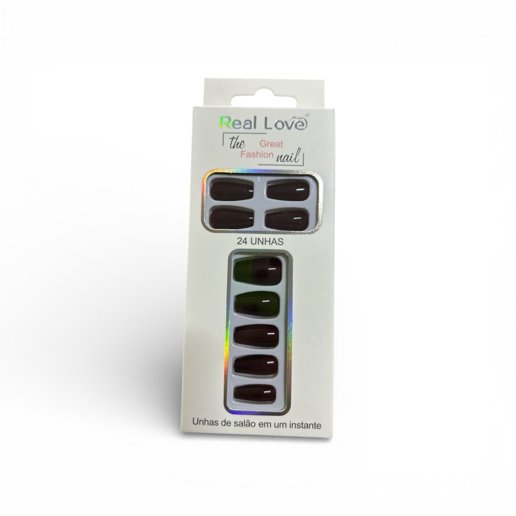 Unhas postiça Autocolante Cafe Bailarina c/24 Real Love XUN-033