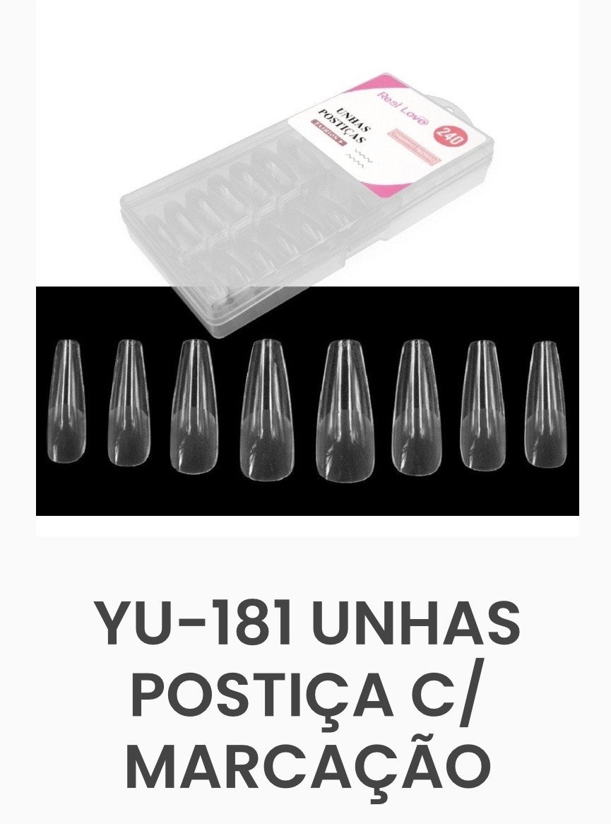 Kit Unha Postiça Soft Gel Bailarina c/ Marcação com 240 Real Love YU181