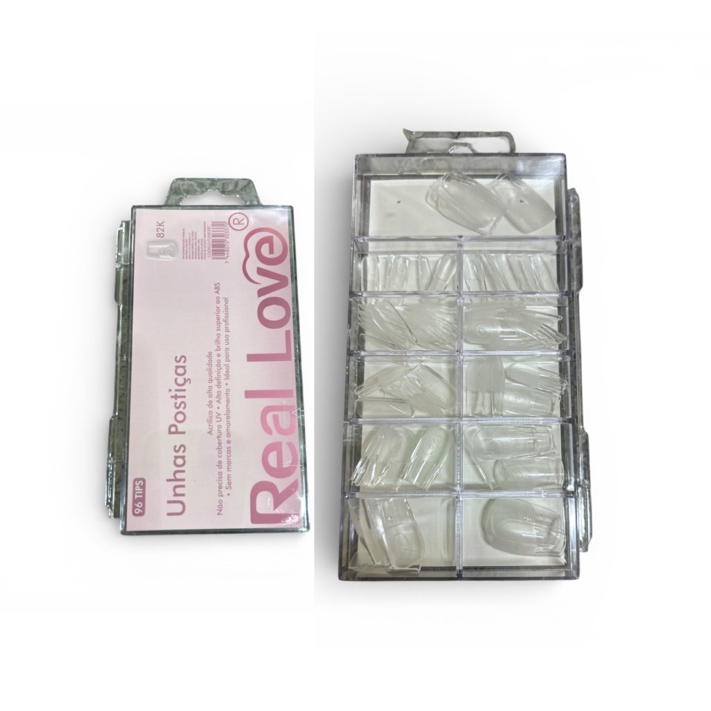 Kit 96 Unhas Postiças Bailarina 82K Real Love FUN038C