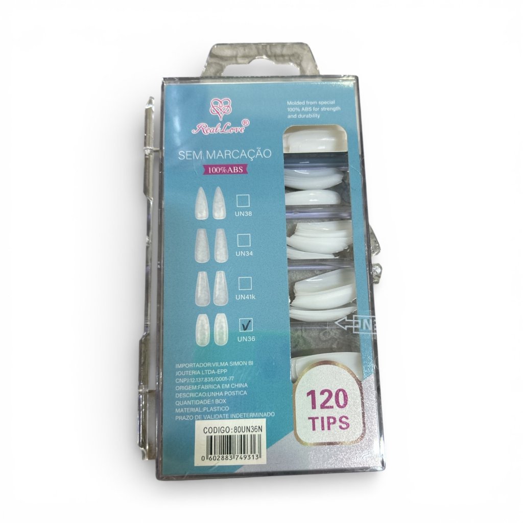 Kit 120 Unhas Postiças Leitosa Bailarina Real Love 80UN36N