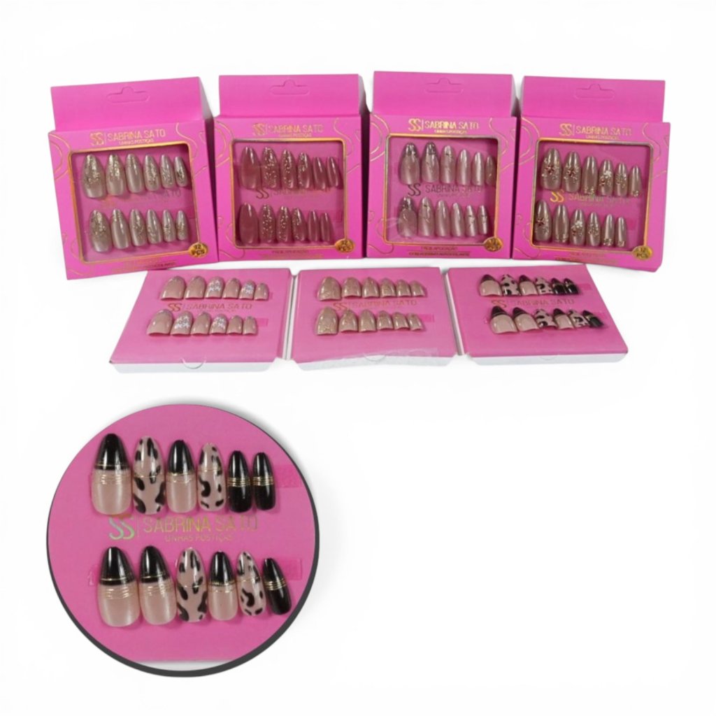 Unha Postiça Autocolante Almond Decoradas SP1490