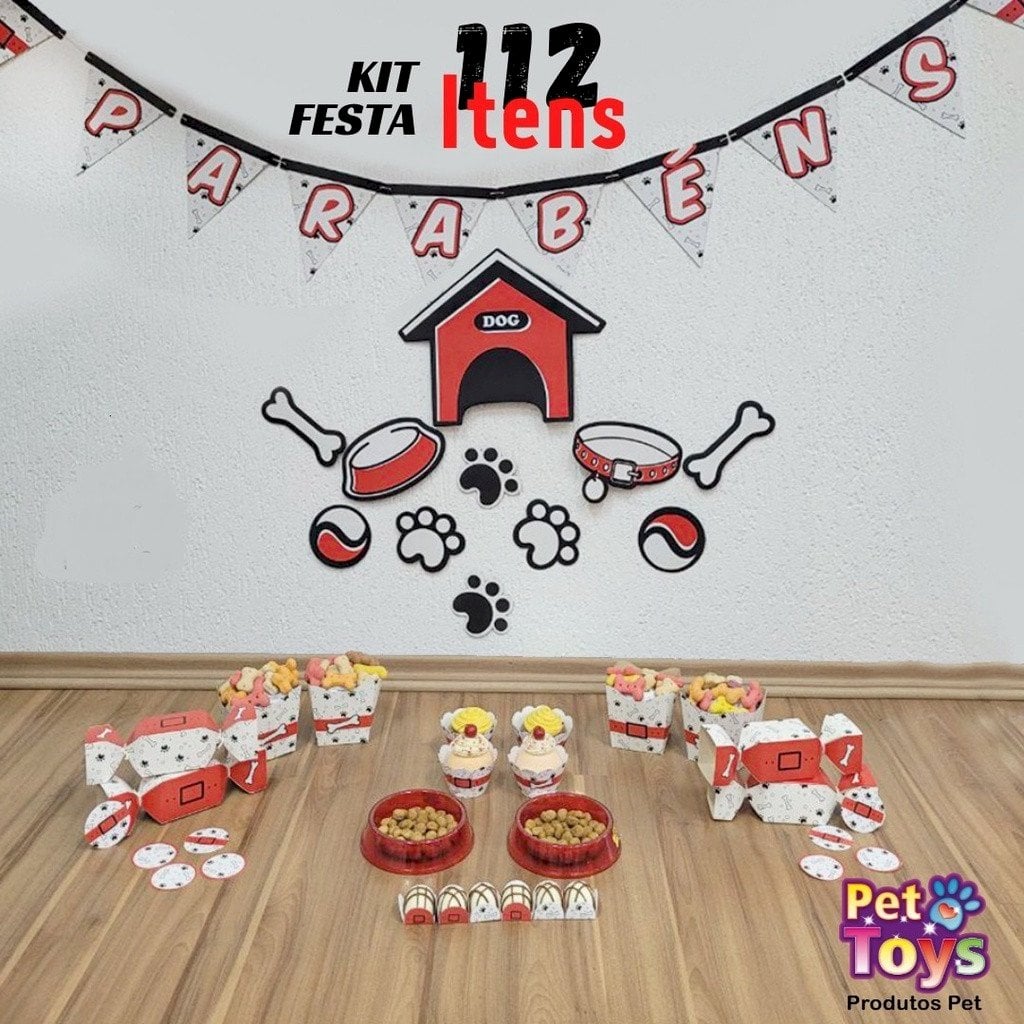 Kit Festa com 112 Itens Pet Toys