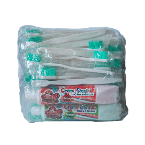 Pacote c/ 50 escovas + 2 Cremes Dental CatDog