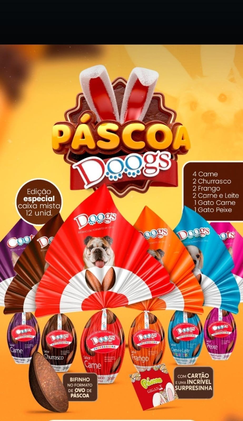 Caixa Ovo De Pascoa 200G Sortido C/12 DOOGS