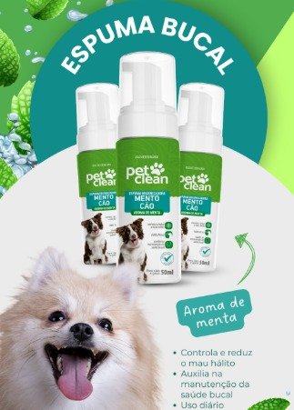 Espuma Higienizadora Menta Cao 50ML PET CLEAN