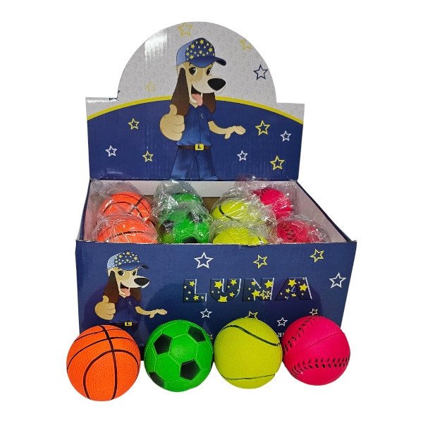 Brinq Bolas Coloridas Borrachinha Display 6cm24un Luna