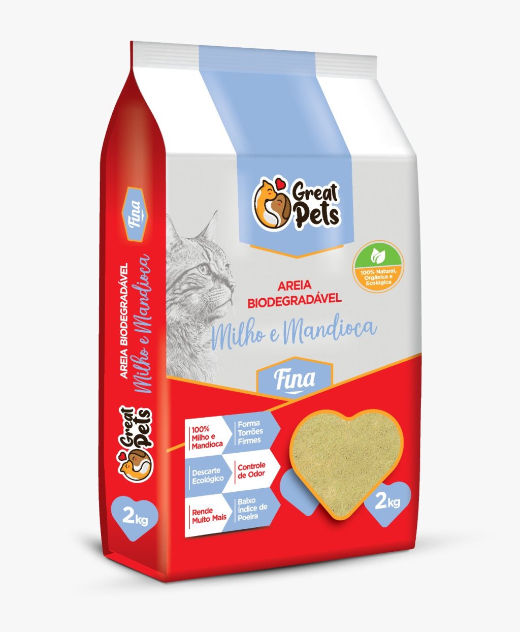 AREIA BIO MILHO E MANDIOCA FINA GREAT PETS