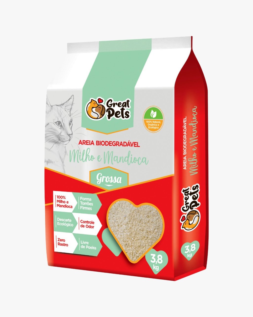 AREIA BIO GROSSA MILHO E MANDIOCA GREAT PETS