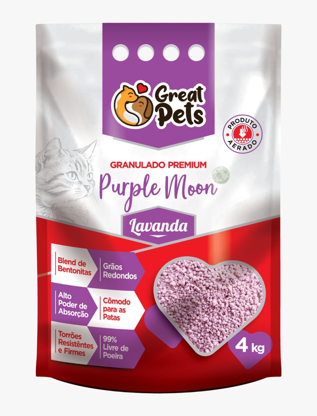 GRANULADO PURPLE MOON LAVANDA 4KG GREAT PETS