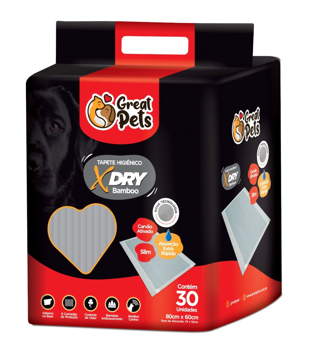 TAPETE HIG X-DRY BAMBOO 30UN 80X60 GREAT PETS