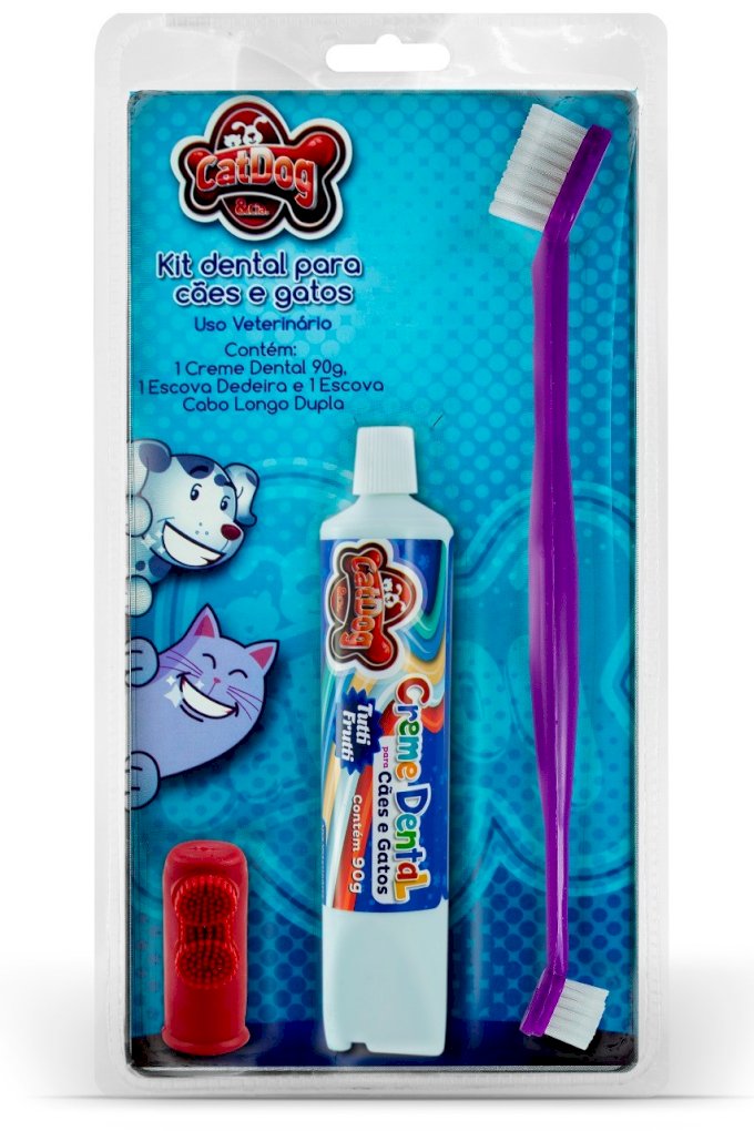 Kit Creme Dental, Escova e Dedeira - Cat&Dog