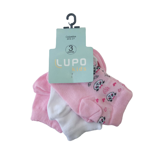 KIT DE 3 MEIAS CANO MÉDIO LUPO TAMANHO 24 AO 29