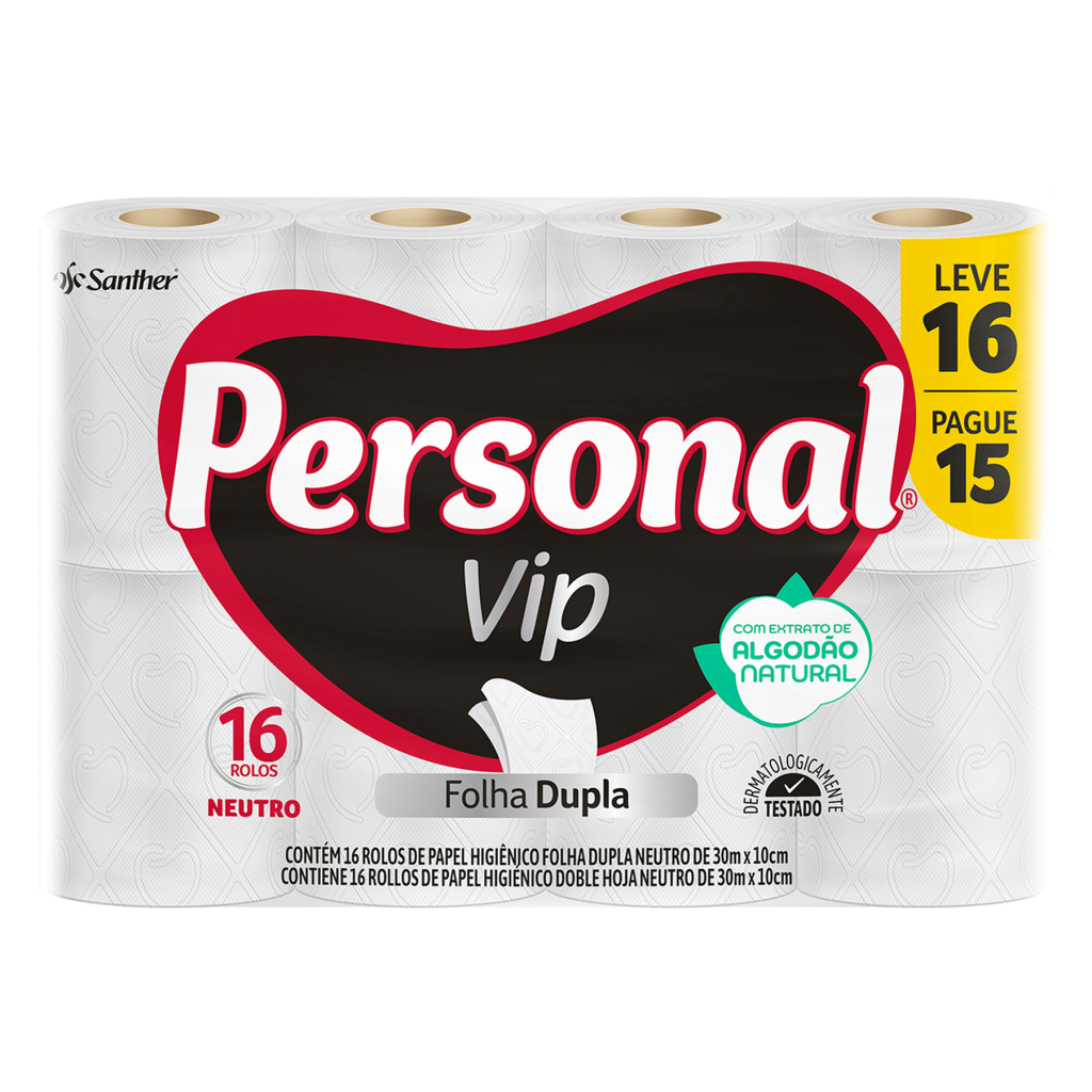PAPEL HIGIÊNICO PERSONAL VIP PCT C/16 ROLINHOS