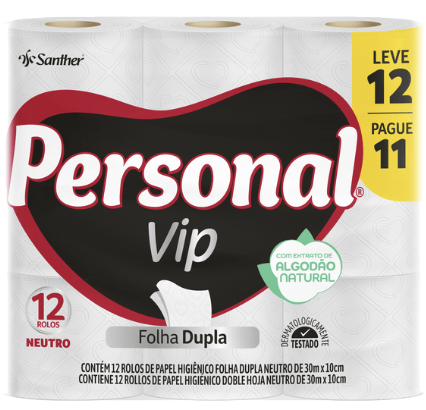 PAPEL HIGIÊNICO PERSONAL VIP PCT C/12 ROLINHOS