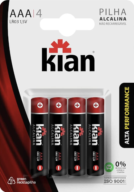 PILHA ALCALINA AAA C/4 KIAN