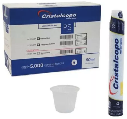 COPO DESCARTÁVEL PS 50ML - CRISTALCOPO