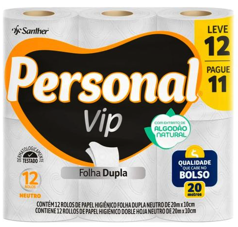 PAPEL HIGIÊNICO PERSONAL VIPINHO PCT C/12 ROLINHOS