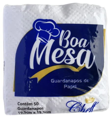 GUARDANAPO 20X20 FOLHA SIMPLES PCT C/50 - BOA MESA