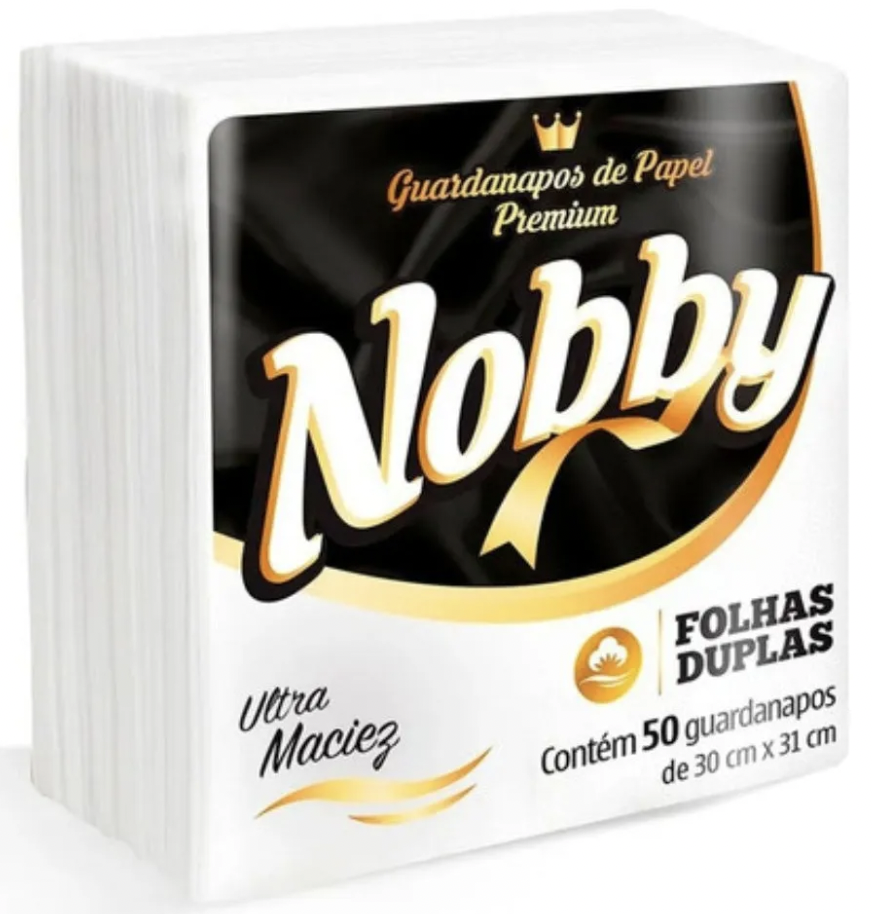 GUARDANAPO 30X30 FOLHA DUPLA PCT C/50 NOBBY