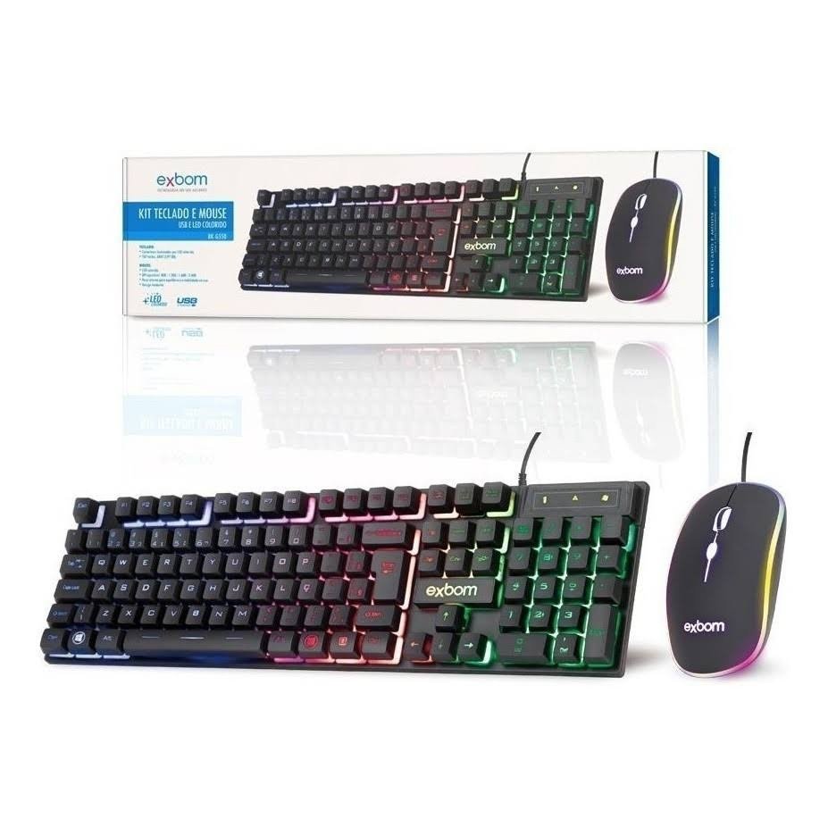 Kit Teclado e Mouse Exbom LEd BK-G550
