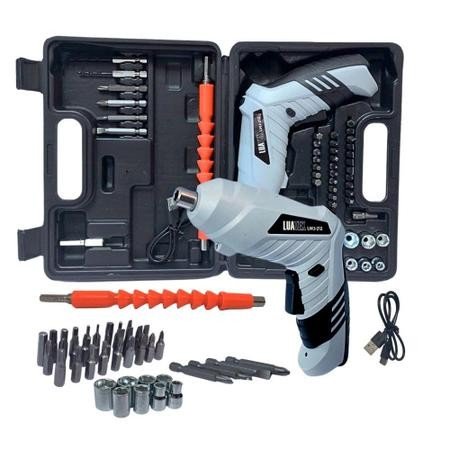 Mini Parafusadeira Luatek + 47 Peças - LWJ-212