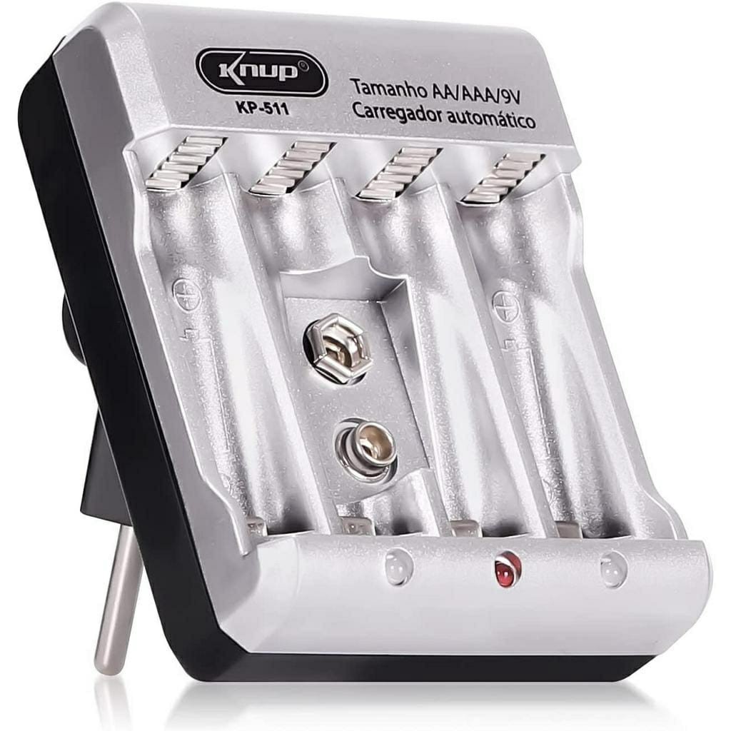 Carregador de Pilhas Knup KP-511B Com 2 Pilhas AAA