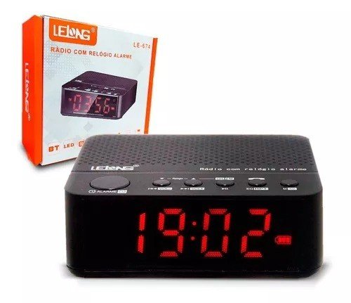 Rádio Com Relógio e Alarme Lelong LE-674