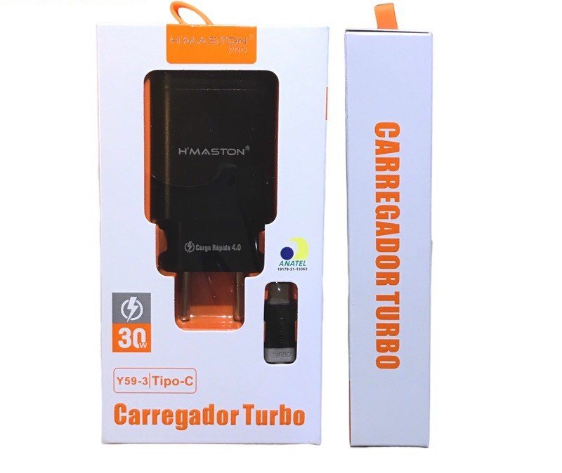 Carregador Turbo H'Maston 30w TipoC / Lightning / V8