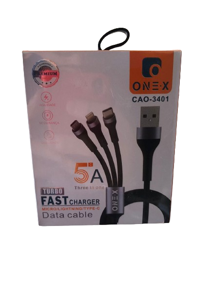 Cabo carregador 3 em 1 turbo ONE-X CAO-3401