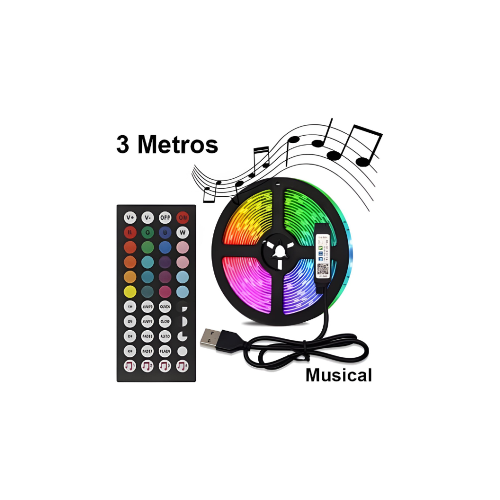 Fita de Led 3m Com Sensor Sonoro Peining P-5051-3M