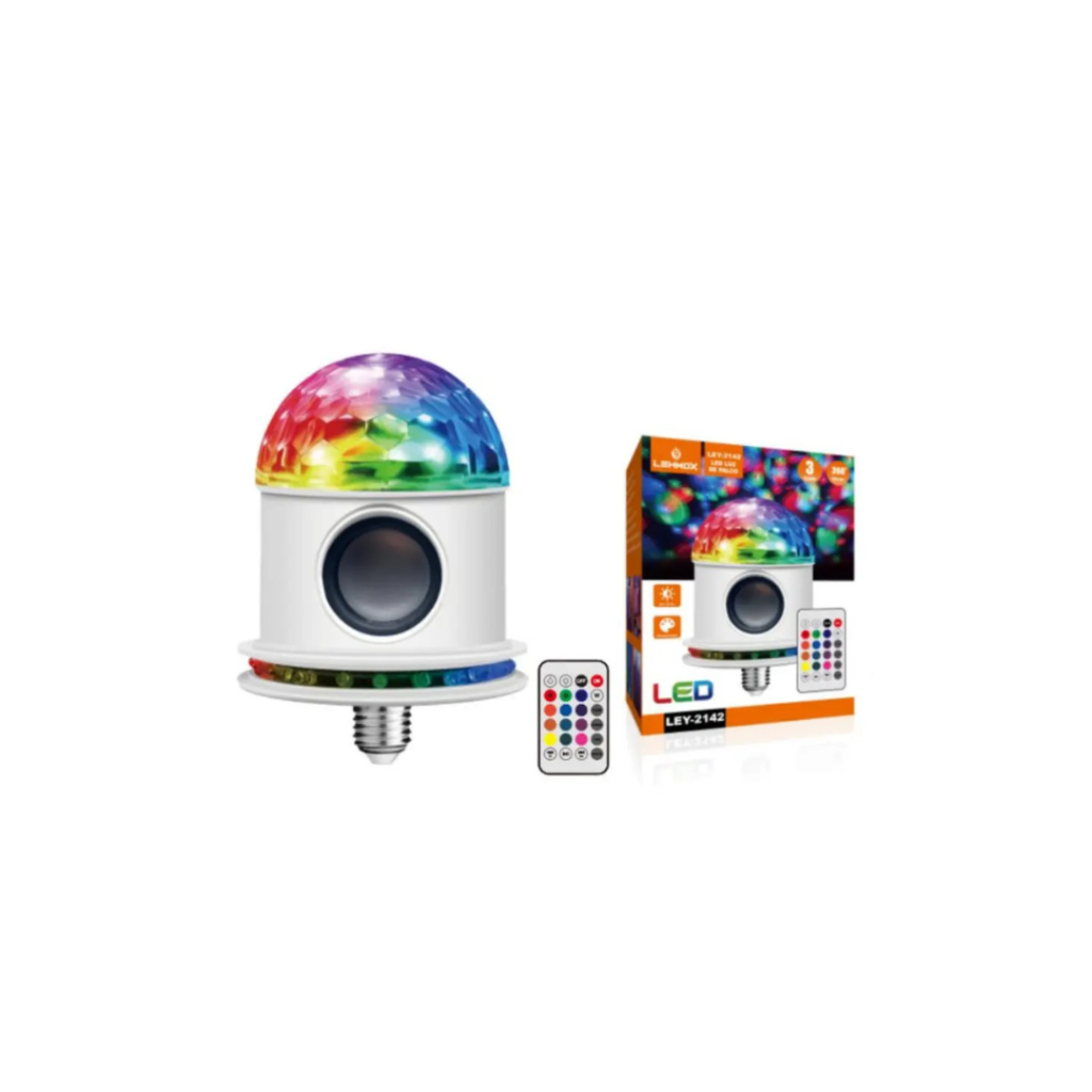 Lâmpada Giratória Com Caixa de Som Lehmox LEY-2142 