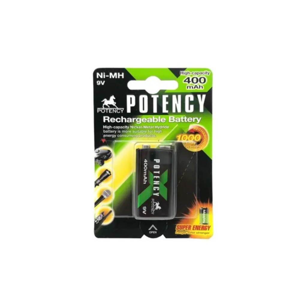Bateria 9v Recarregável Potency 400mAh
