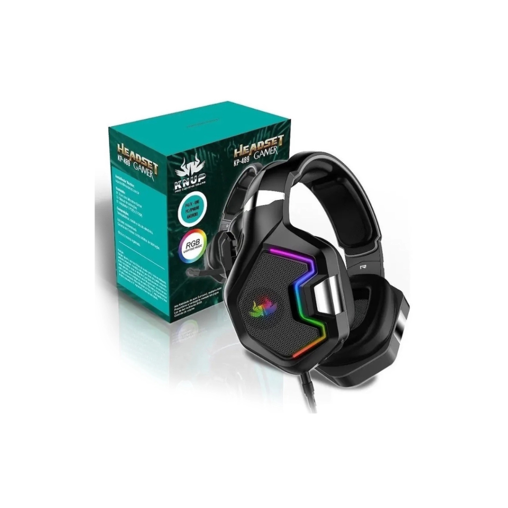 Fone Headset Gamer RGB Knup KP-489