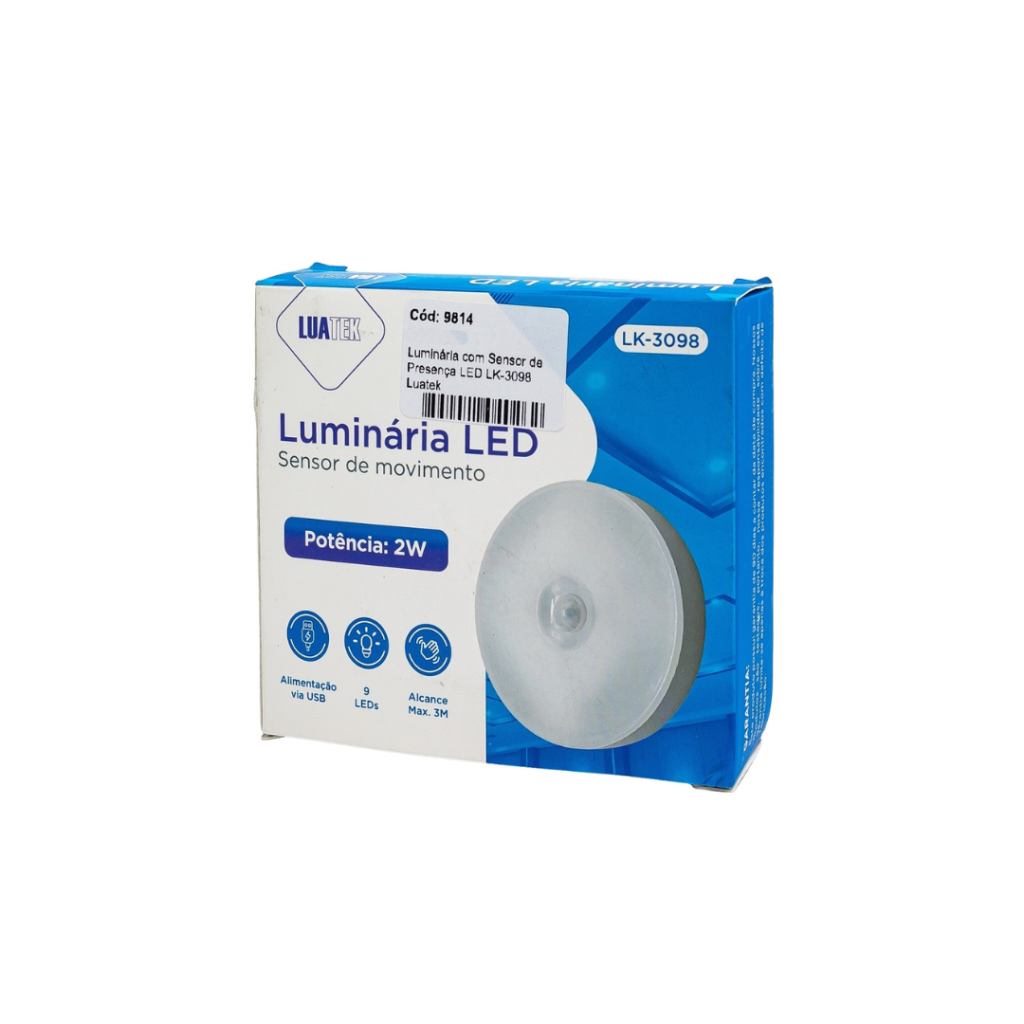 Luminária de Led Com Sensor Luatek LK-3098