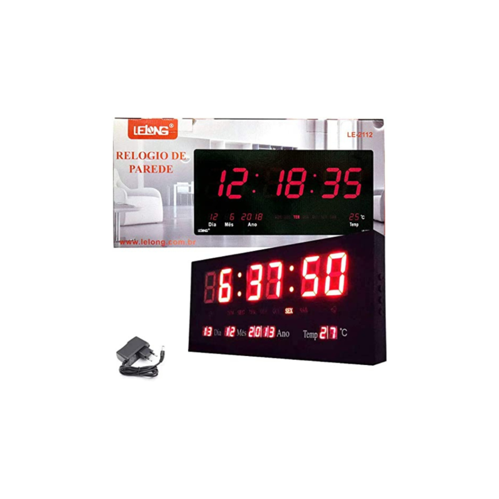 Relógio Digital de Parede Lelong LE-2112