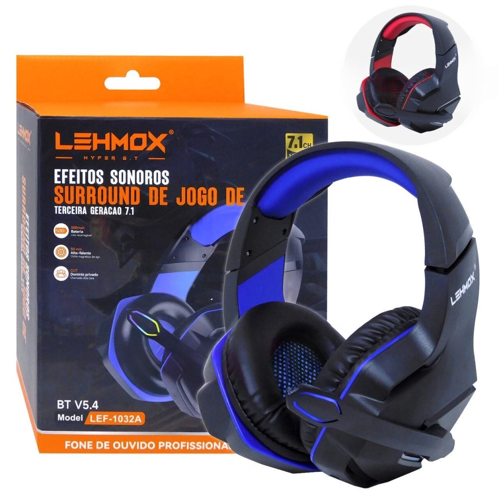 Fone Headset Gamer Sem Fio Lehmox LEF-1032A