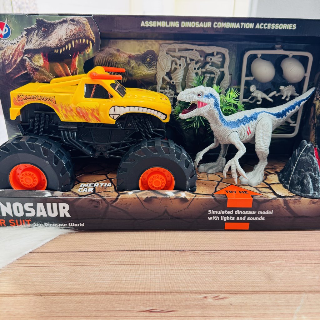 Carrinho Ficção e Dinossauro 