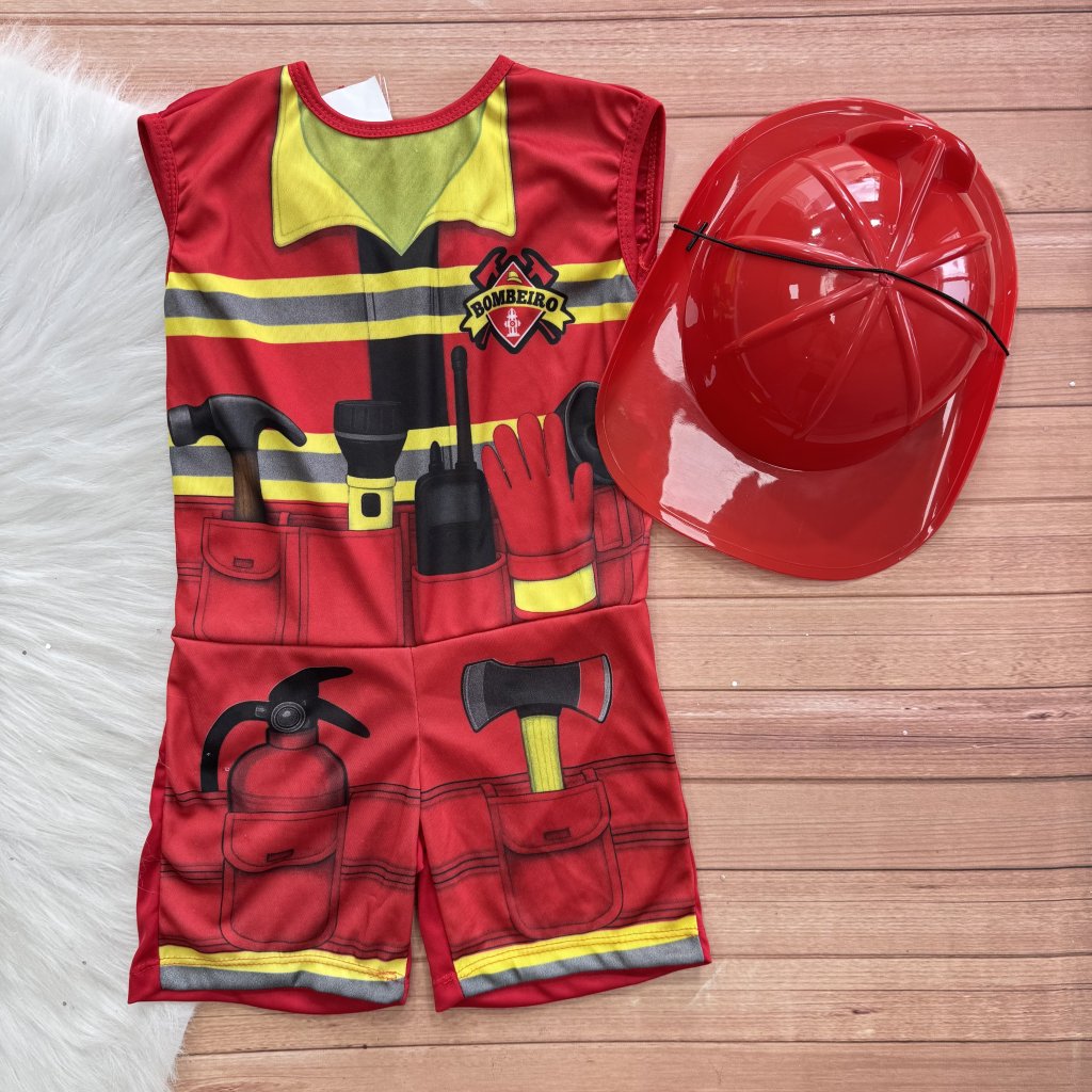 Kit Fantasia Bombeiro G 10 a 12 anos 