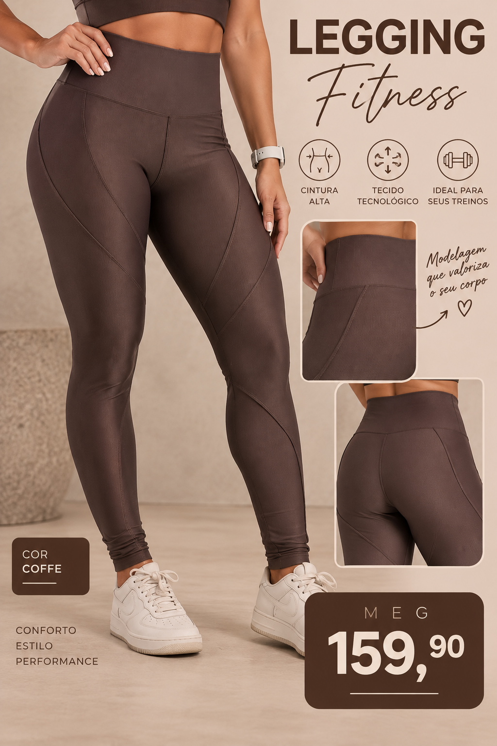 Legging Fitness Coffe M