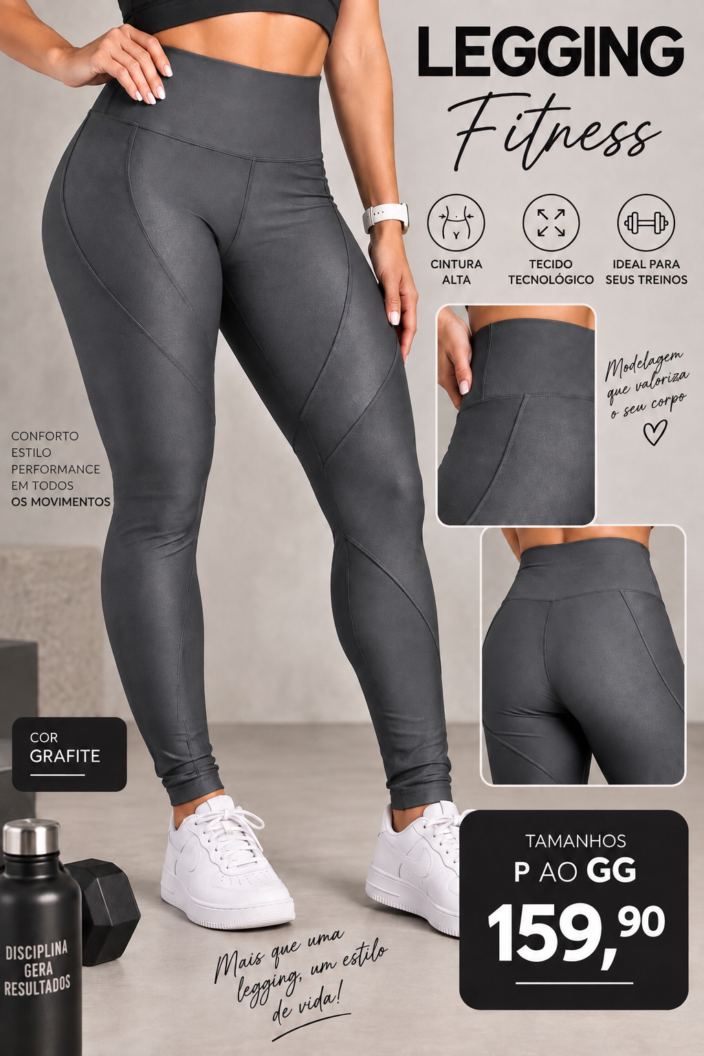 Legging Fitness Grafite M 